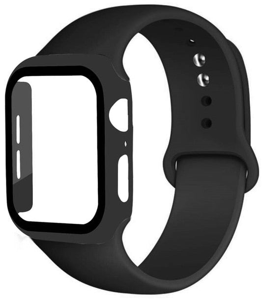 Correa de silicona + protector con cristal templado para Apple Watch